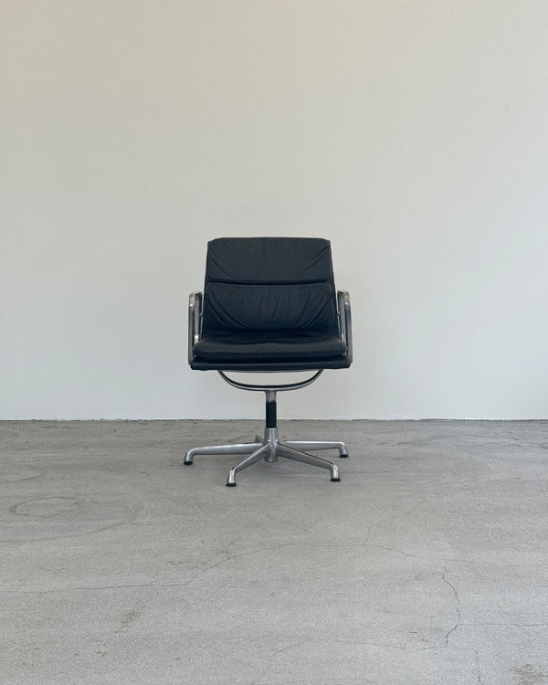 Charles & Ray Eames EA208 Soft Pad Black Leather Armchair for Vitra