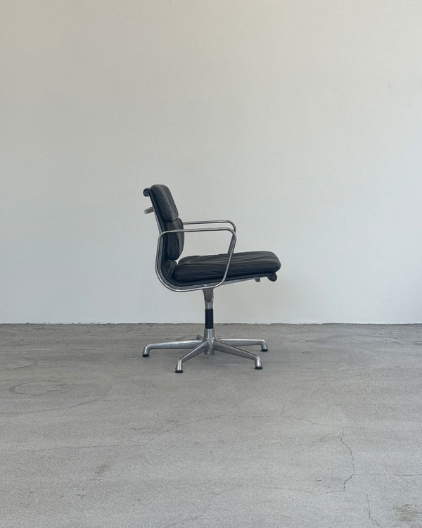 Charles & Ray Eames EA208 Soft Pad Black Leather Armchair for Vitra