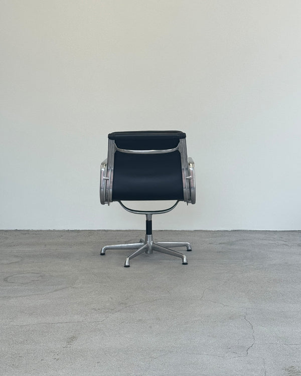 Charles & Ray Eames EA208 Soft Pad Black Leather Armchair for Vitra