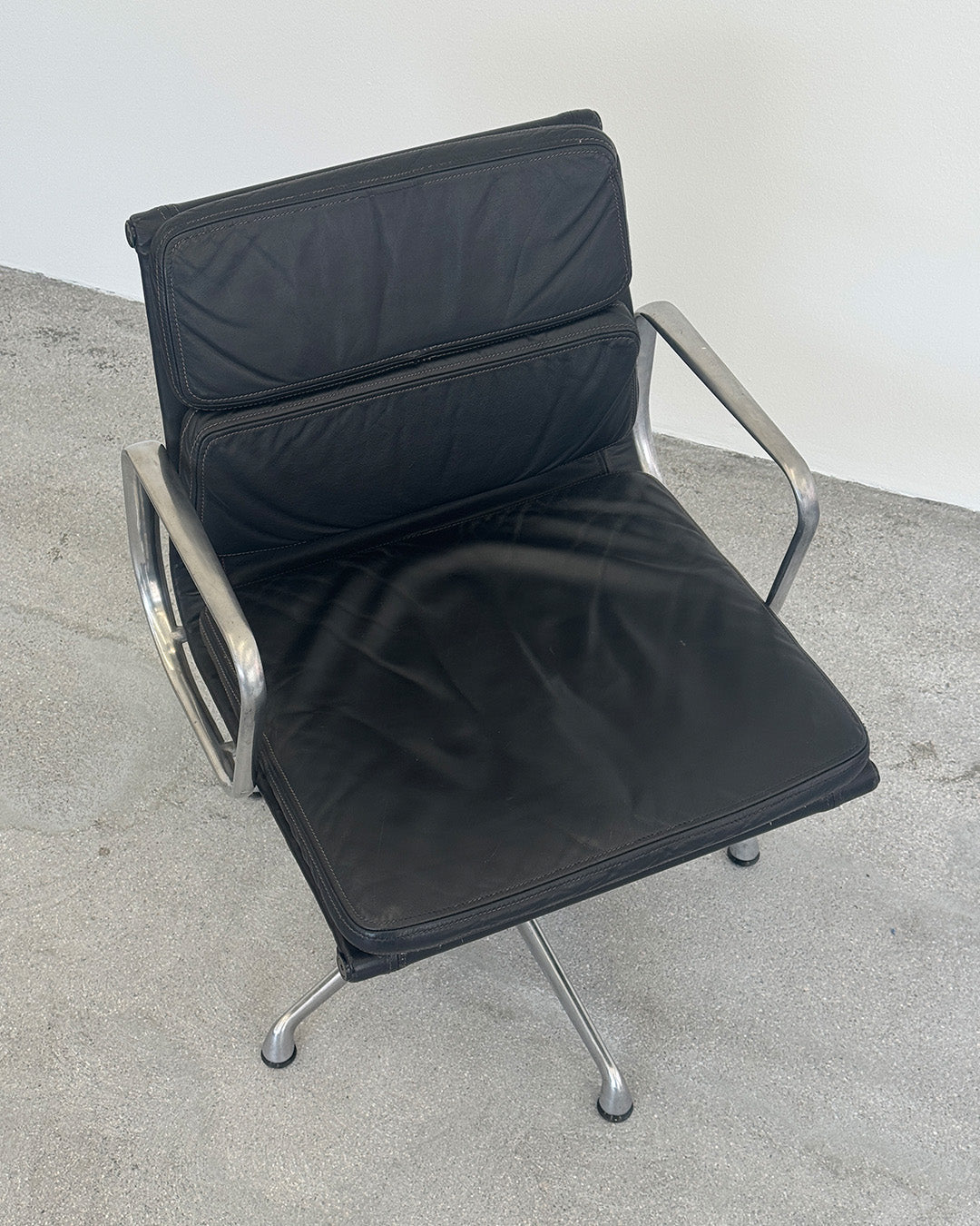 Charles & Ray Eames EA208 Soft Pad Black Leather Armchair for Vitra