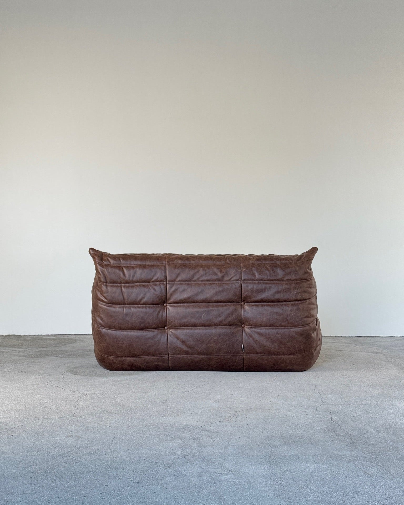 Brown Leather 2-Seater Togo Sofa by Michel Ducaroy for Ligne Roset