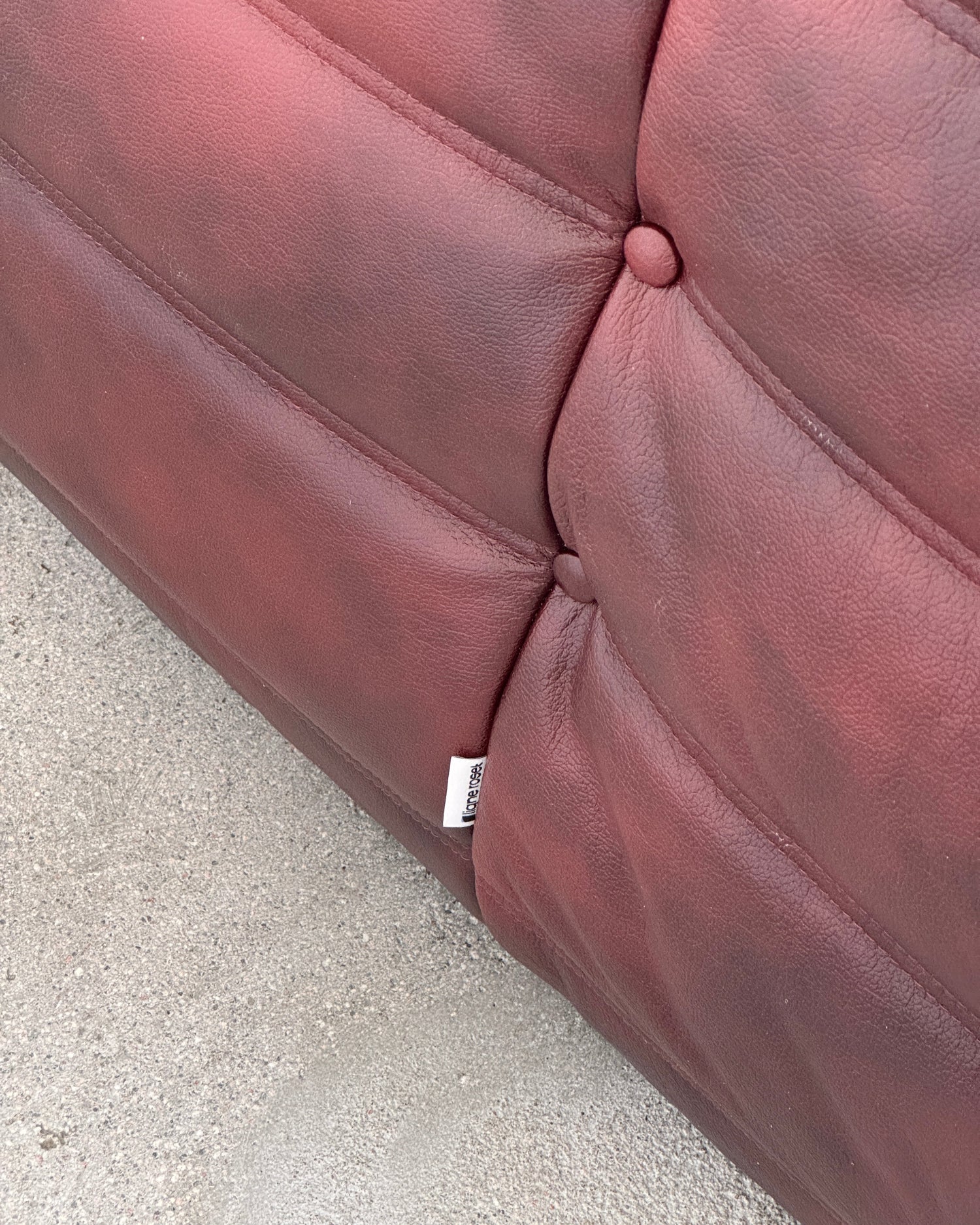 Cherry Leather 2-Seater Togo Sofa by Michel Ducaroy for Ligne Roset