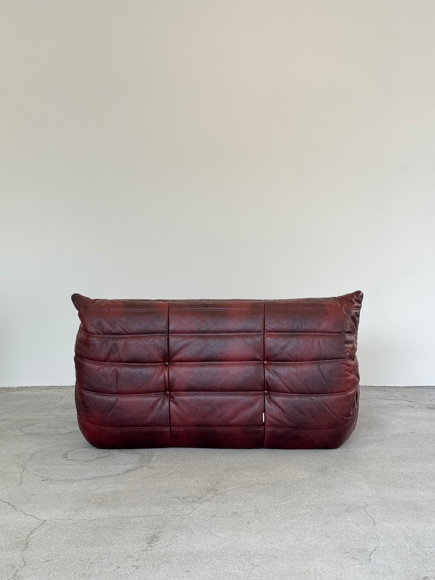 Cherry Leather 2-Seater Togo Sofa by Michel Ducaroy for Ligne Roset