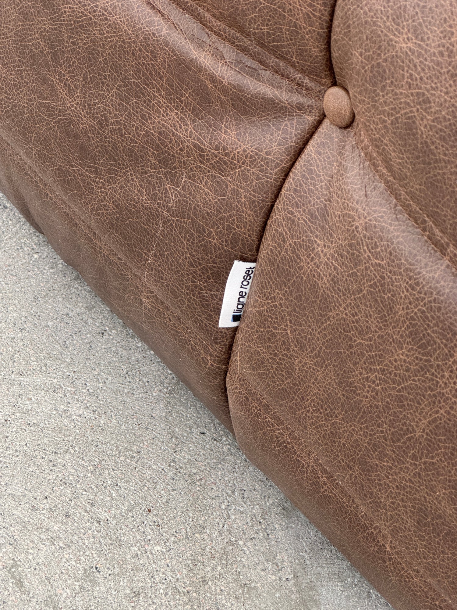 Brown Leather 3-Seater Togo Sofa by Michel Ducaroy for Ligne Roset