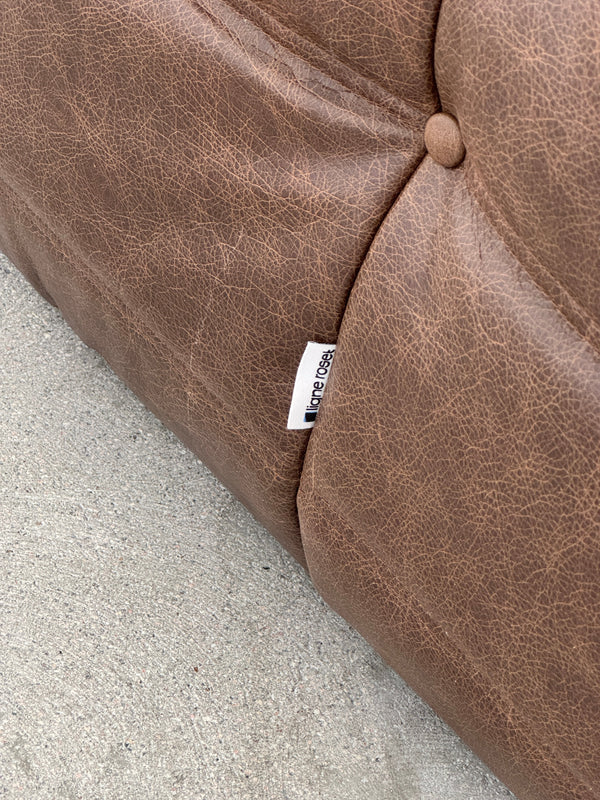Brown Leather 3-Seater Togo Sofa by Michel Ducaroy for Ligne Roset