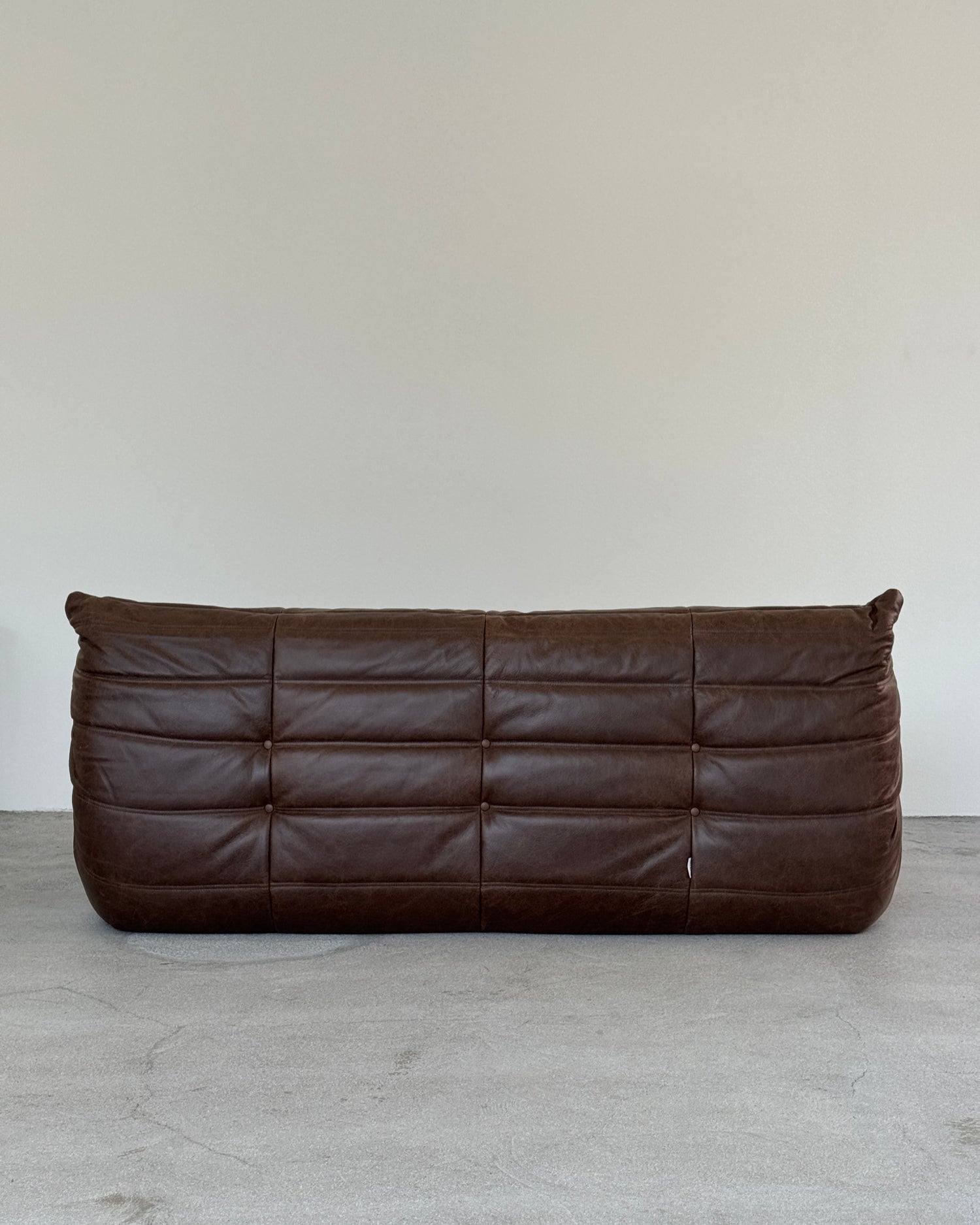 Brown Leather 3-Seater Togo Sofa by Michel Ducaroy for Ligne Roset