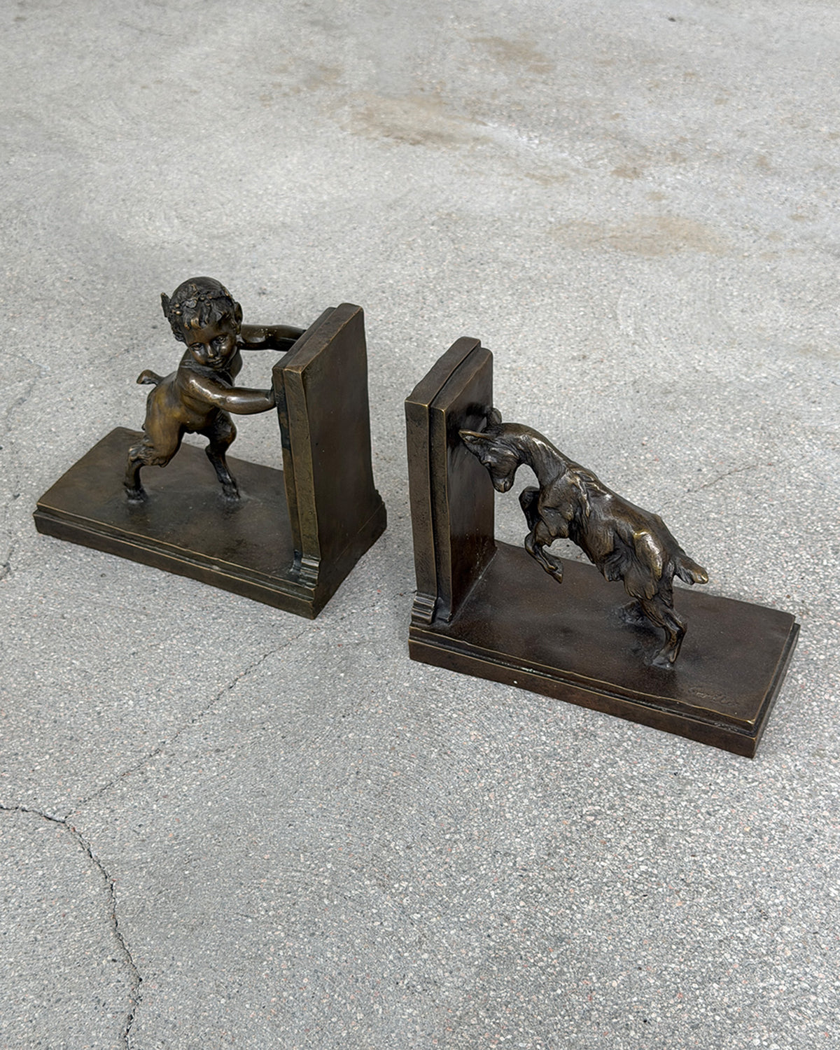 Vintage Bronze Bookends by Émile Joseph Carlier