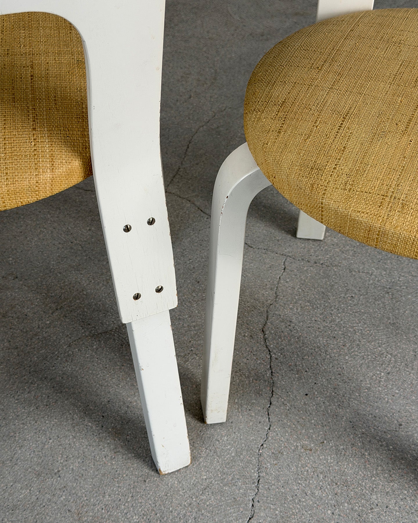 White Artek 66 Chair with Bast Cloth Seat by Alvar Aalto
