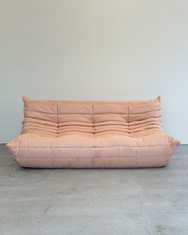 Baby Pink Alcantara 3-Seater Togo by Michel Ducaroy for Ligne Roset