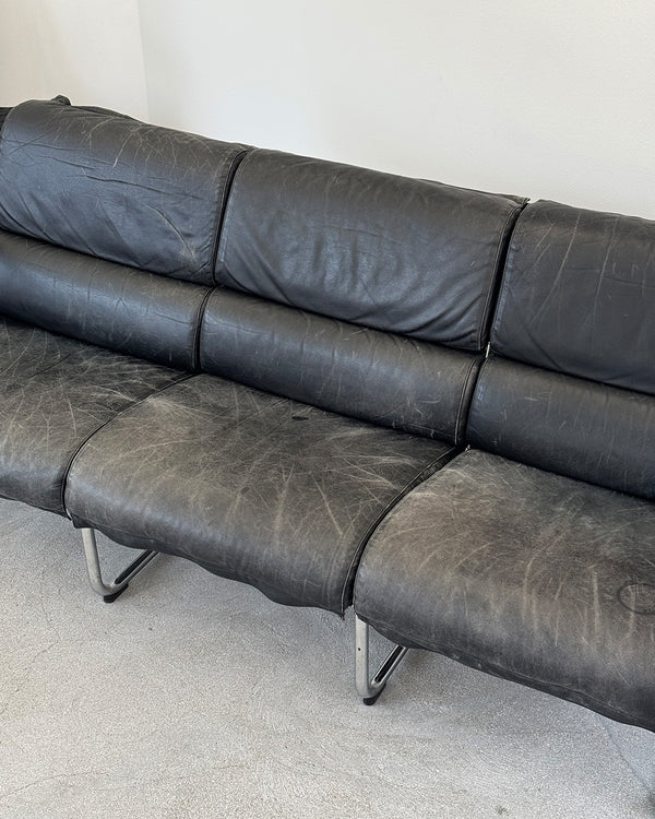 Black Leather Remmi Sofa by Yrjö Kukkapuro