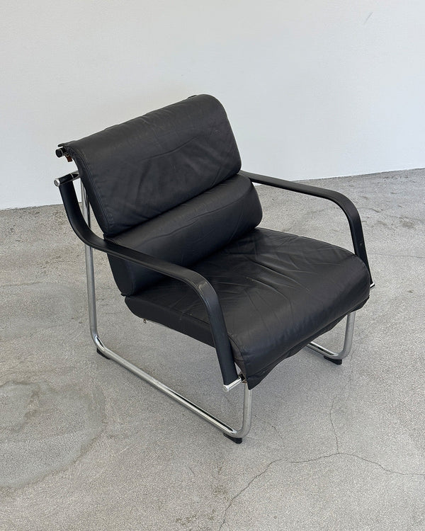 Black Leather Remmi Armchair by Yrjö Kukkapuro