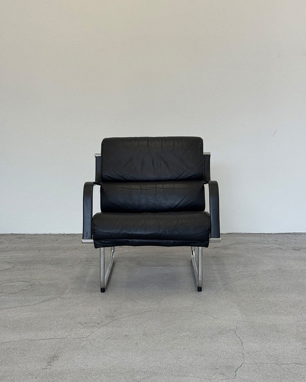 Black Leather Remmi Armchair by Yrjö Kukkapuro