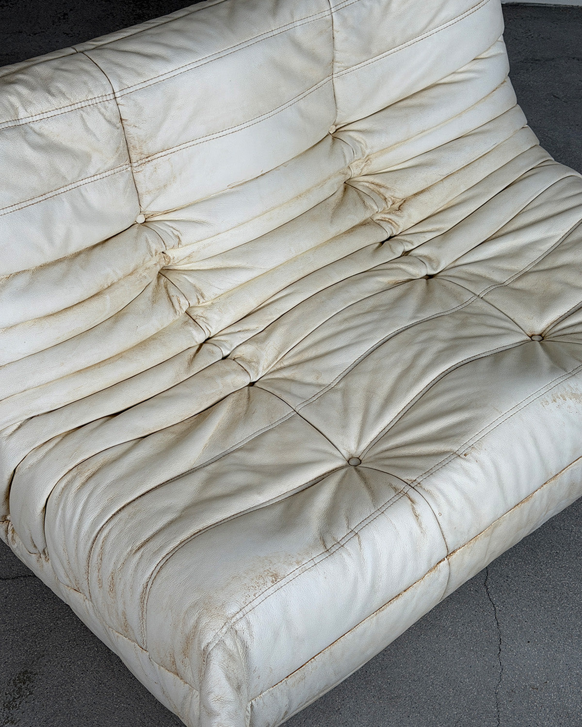 Coffee Dyed Leather 2-Seater Togo Sofa by Michel Ducaroy for Ligne Roset