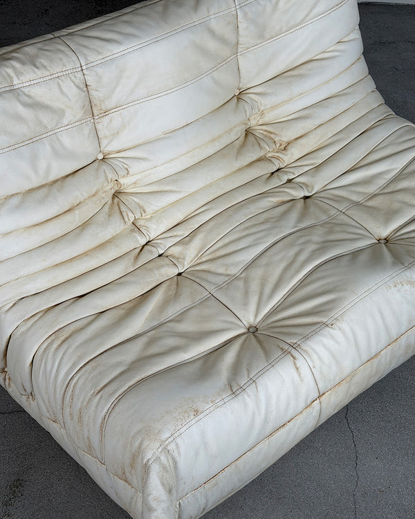 Coffee Dyed Leather 2-Seater Togo Sofa by Michel Ducaroy for Ligne Roset