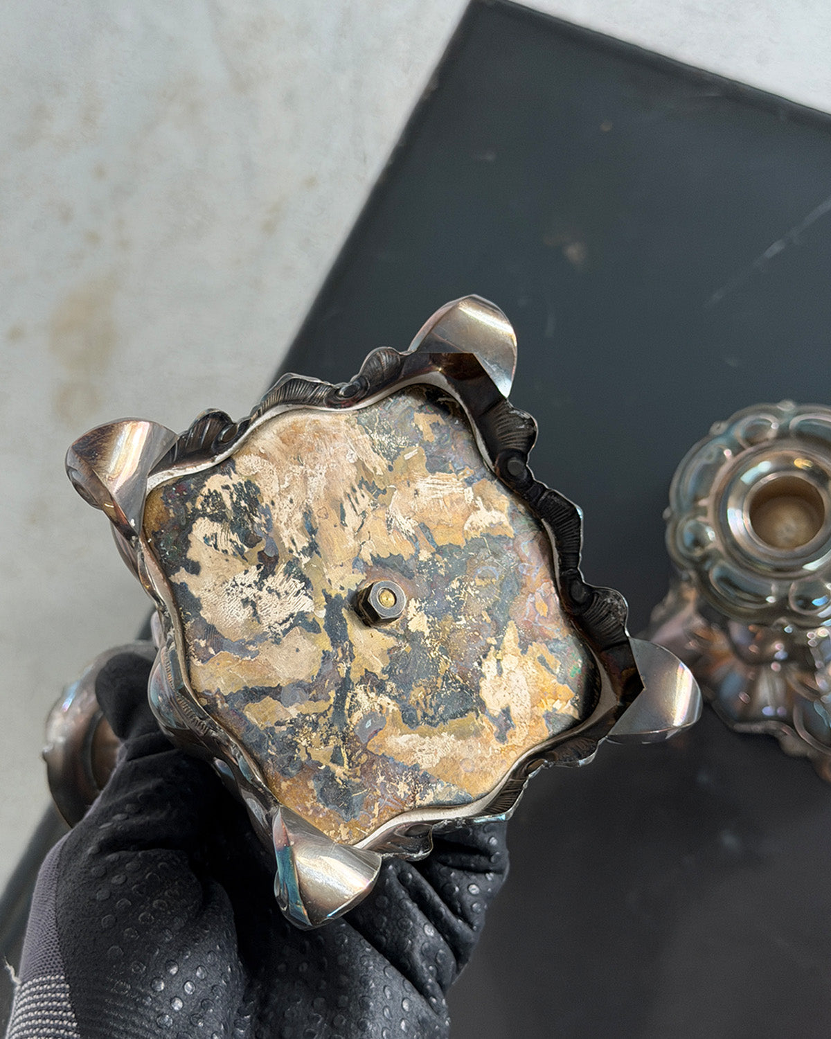 Baroque 813 Silver Candle Holder, 1950s