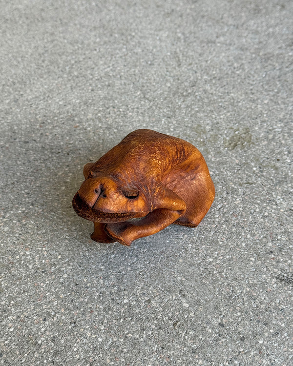 Vintage 1960s Leather Frog Figure by Deru