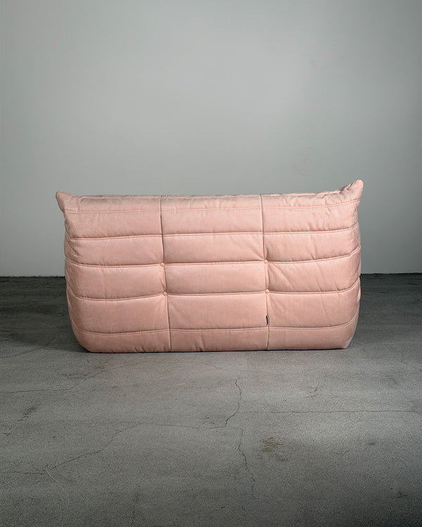Baby Pink Alcantara 2-Seater Togo by Michel Ducaroy for Ligne Roset