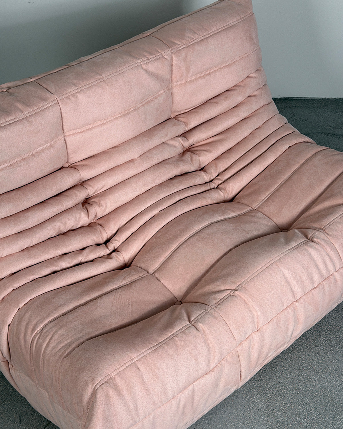 Baby Pink Alcantara 2-Seater Togo by Michel Ducaroy for Ligne Roset