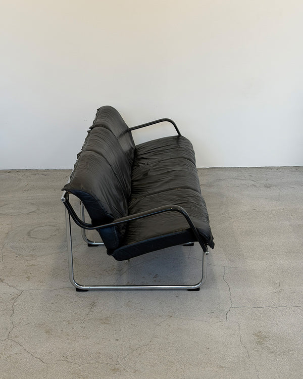 Black Leather 3-Seater Remmi Sofa by Yrjö Kukkapuro