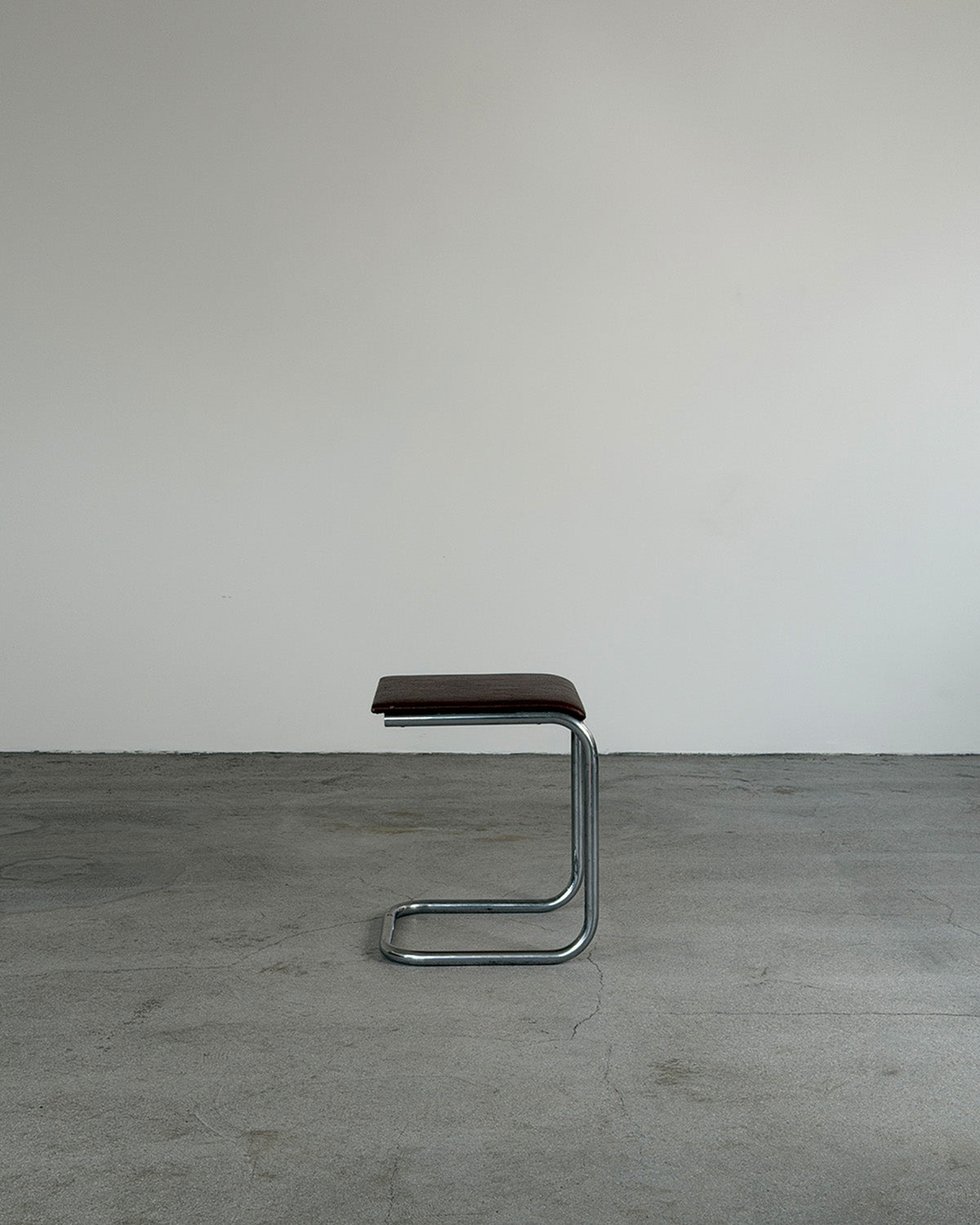 Funkis Burgundy Leather Cantilever Stool, 1930s