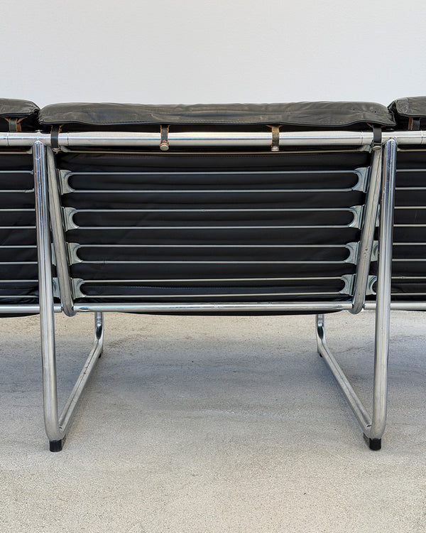 Black Leather 3-Seater Remmi Sofa by Yrjö Kukkapuro