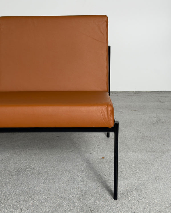 Brown Leather 'Kiki' Sofa by Ilmari Tapiovaara for Artek