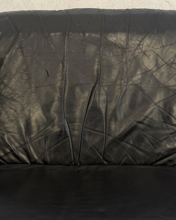 Black Leather 3-Seater Remmi Sofa by Yrjö Kukkapuro