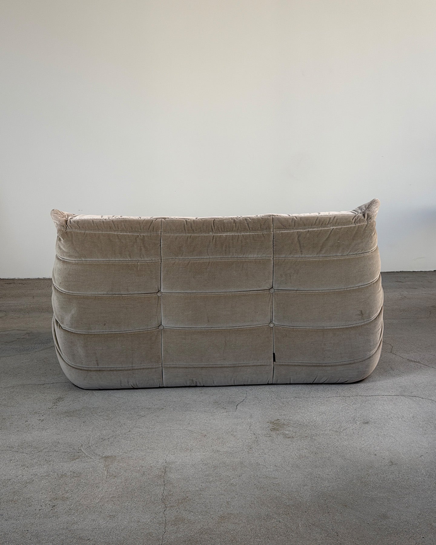 Gray Cotton Velvet 2-Seater Togo Sofa by Michel Ducaroy for Ligne Roset