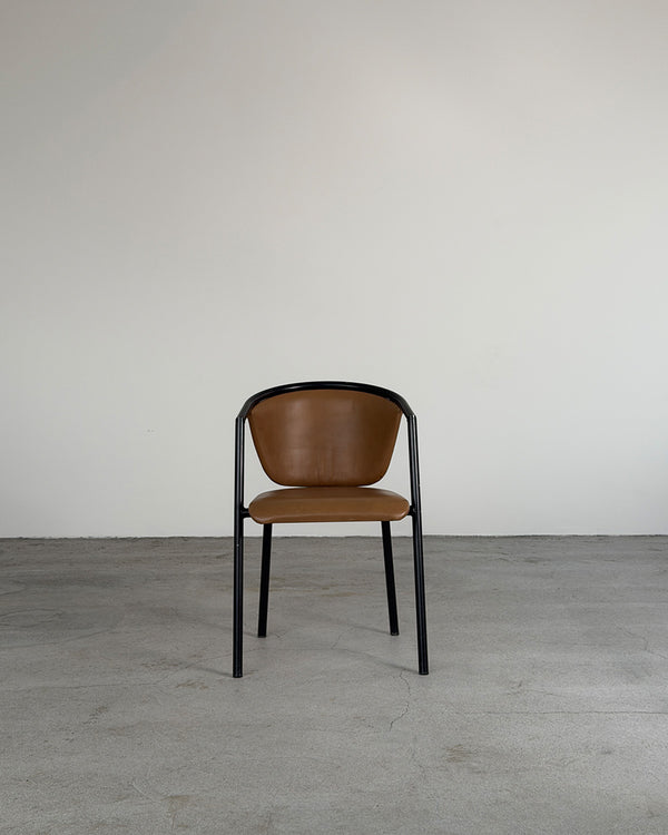 Whisky Brown Leather Armchair, Italy 1980s