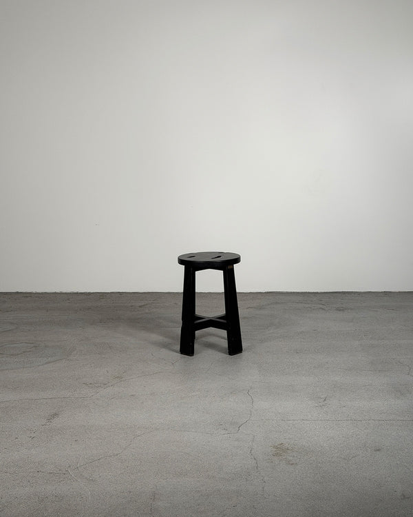 Contemporary Black Teak Solid Wood Stool