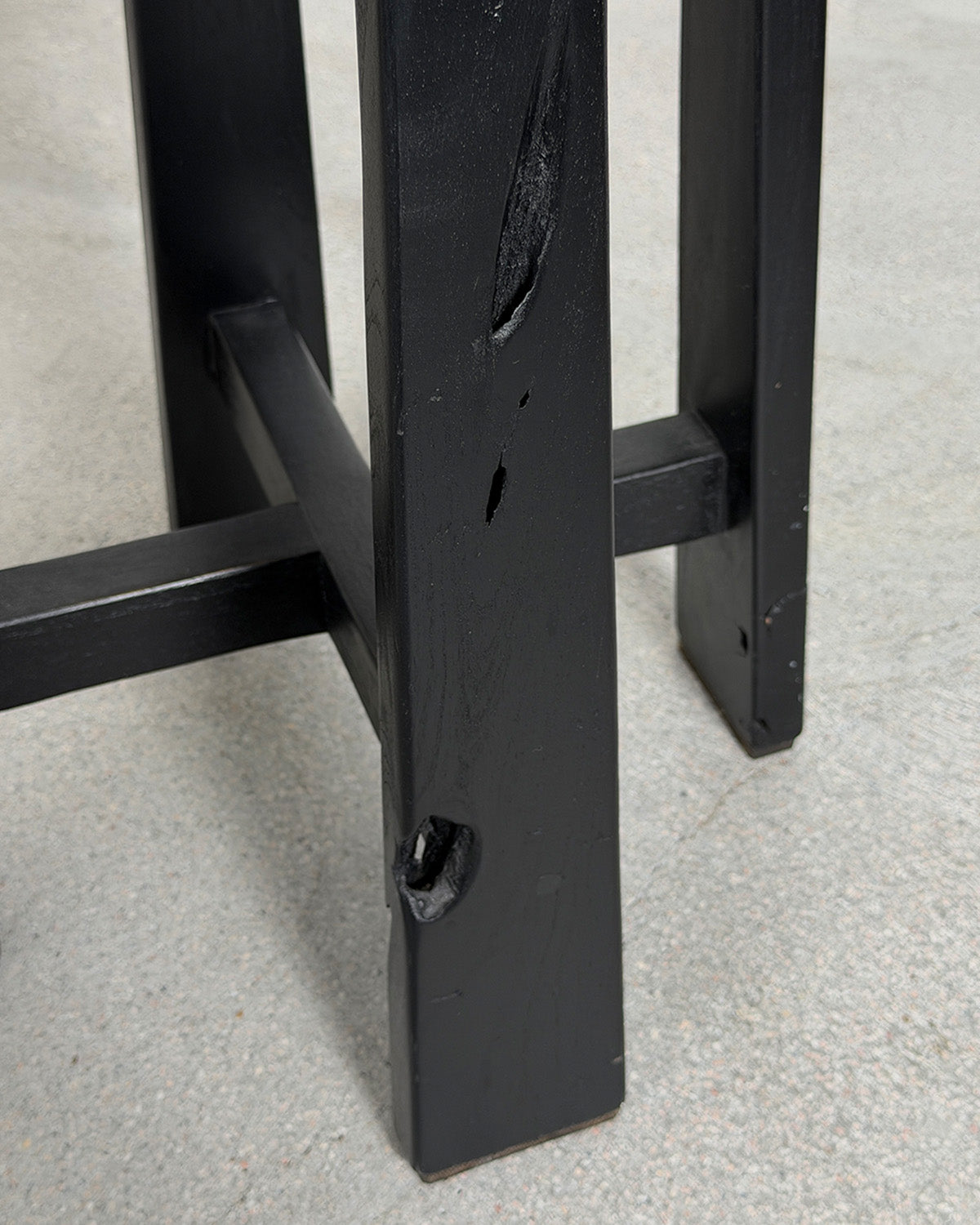 Contemporary Black Teak Solid Wood Stool