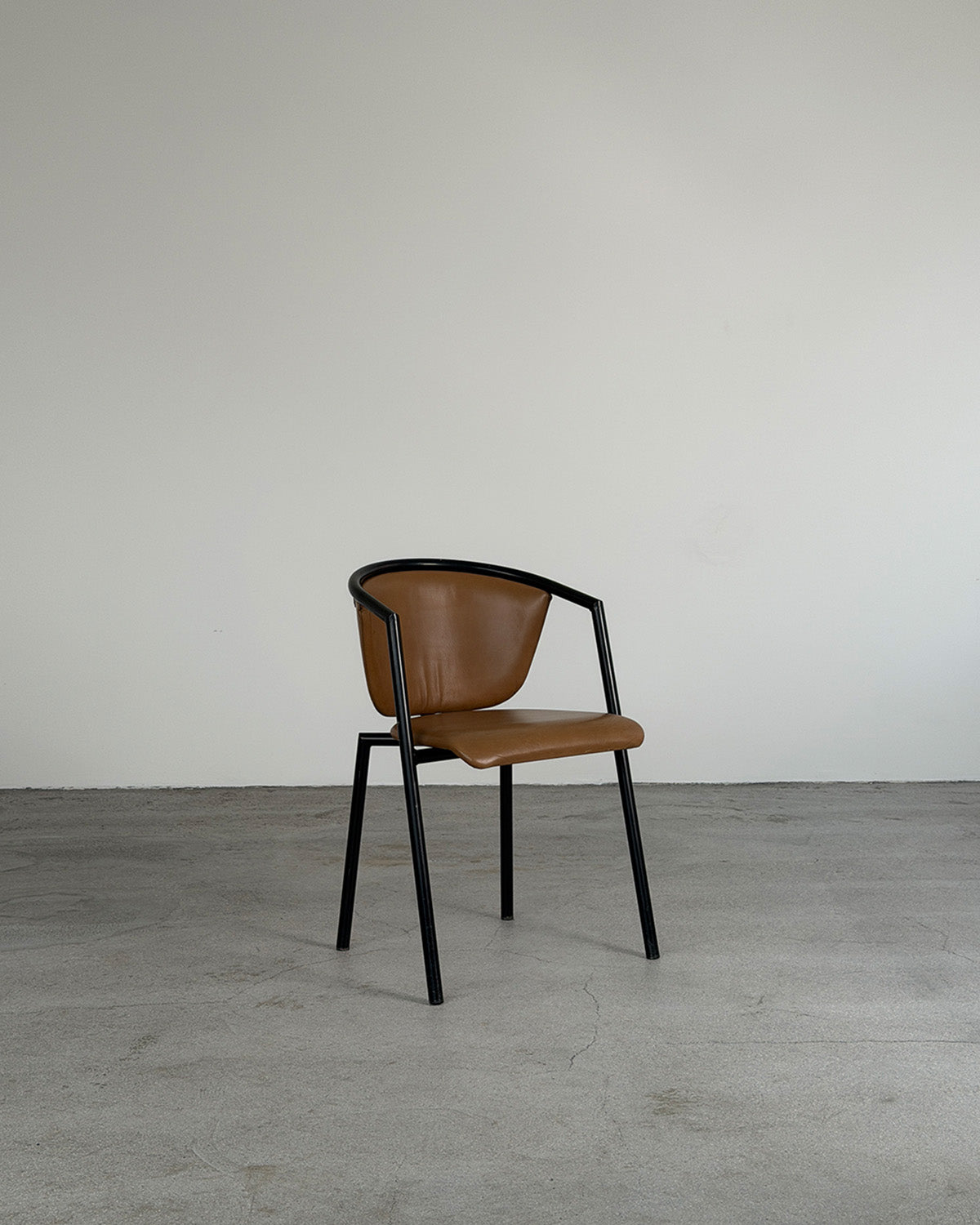 Whisky Brown Leather Armchair, Italy 1980s