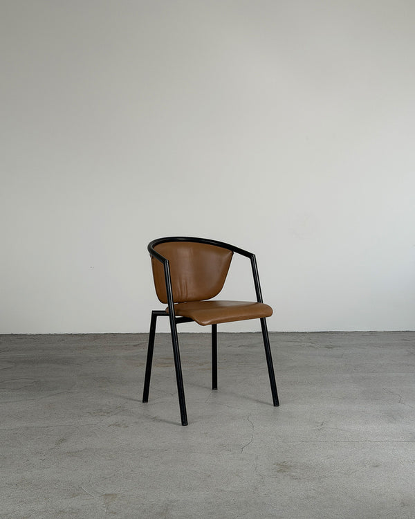 Whisky Brown Leather Armchair, Italy 1980s