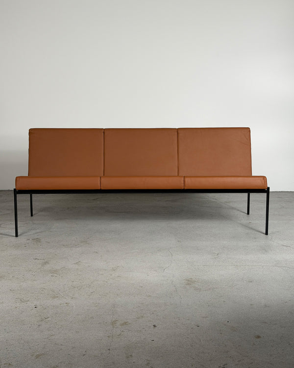 Brown Leather 'Kiki' Sofa by Ilmari Tapiovaara for Artek