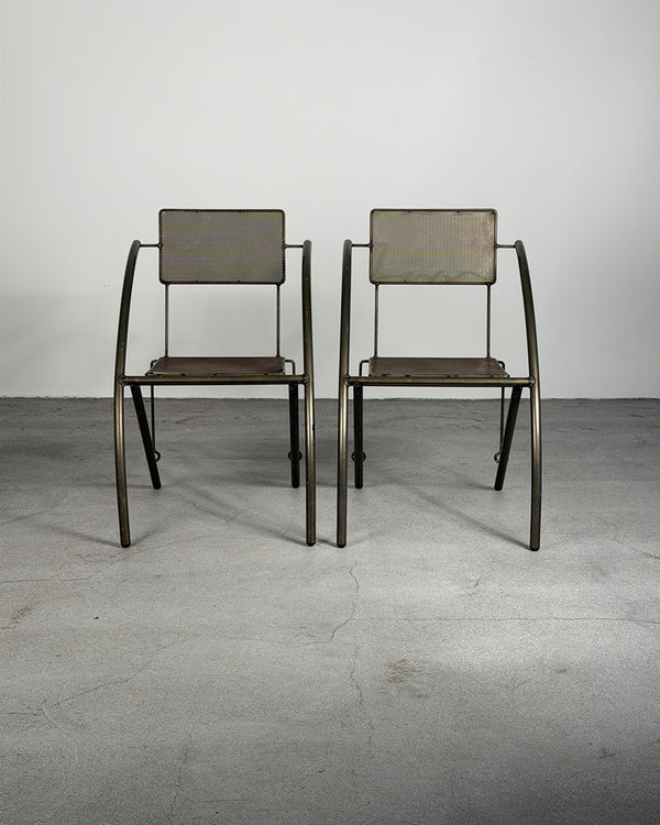1980s Kare Design Industrial Metal Chairs