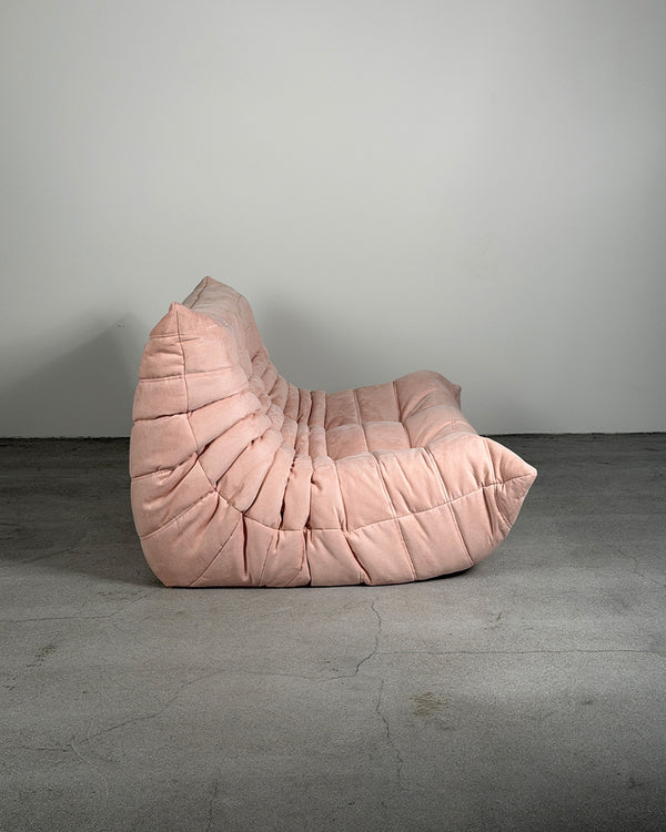 Baby Pink Alcantara 2-Seater Togo by Michel Ducaroy for Ligne Roset