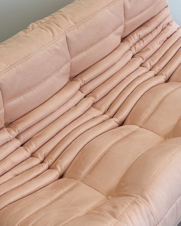 Baby Pink Alcantara 3-Seater Togo by Michel Ducaroy for Ligne Roset
