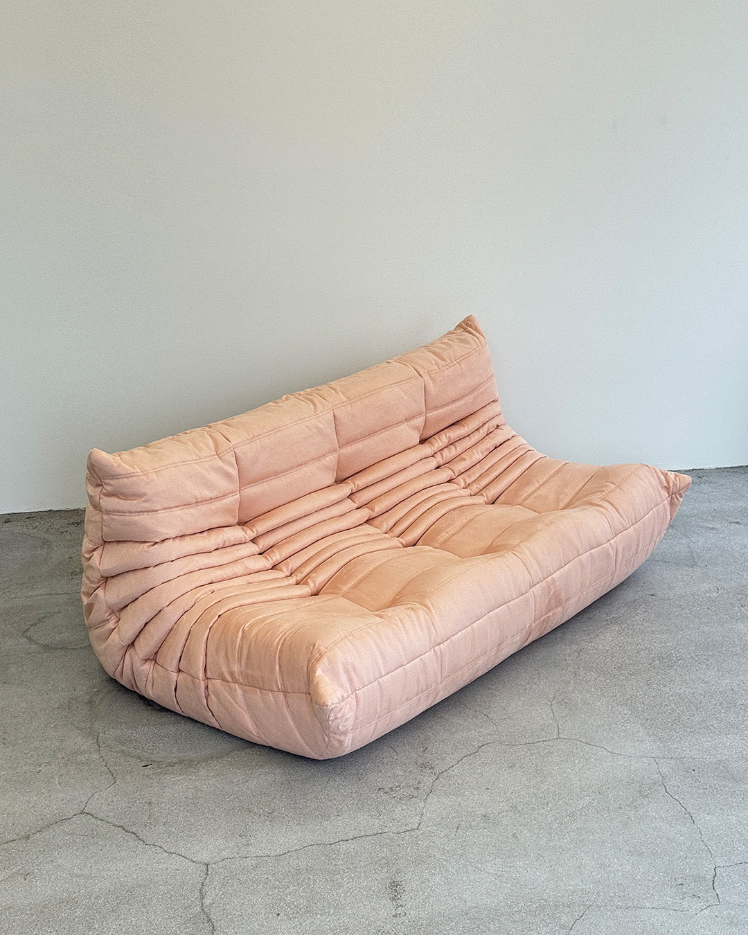 Baby Pink Alcantara 3-Seater Togo by Michel Ducaroy for Ligne Roset