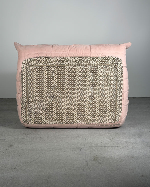 Baby Pink Alcantara 2-Seater Togo by Michel Ducaroy for Ligne Roset