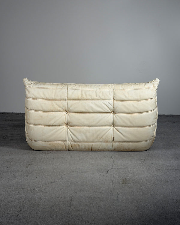 Coffee Dyed Leather 2-Seater Togo Sofa by Michel Ducaroy for Ligne Roset