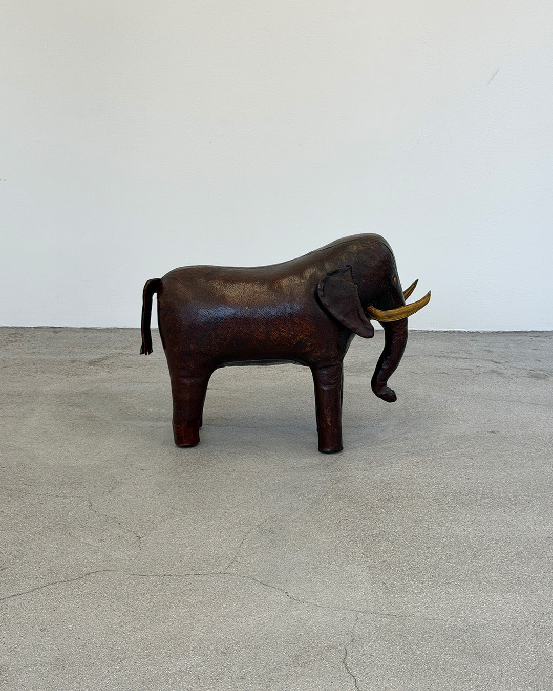 Vintage 1970s Leather Elephant Footstool by Dimitri Omersa