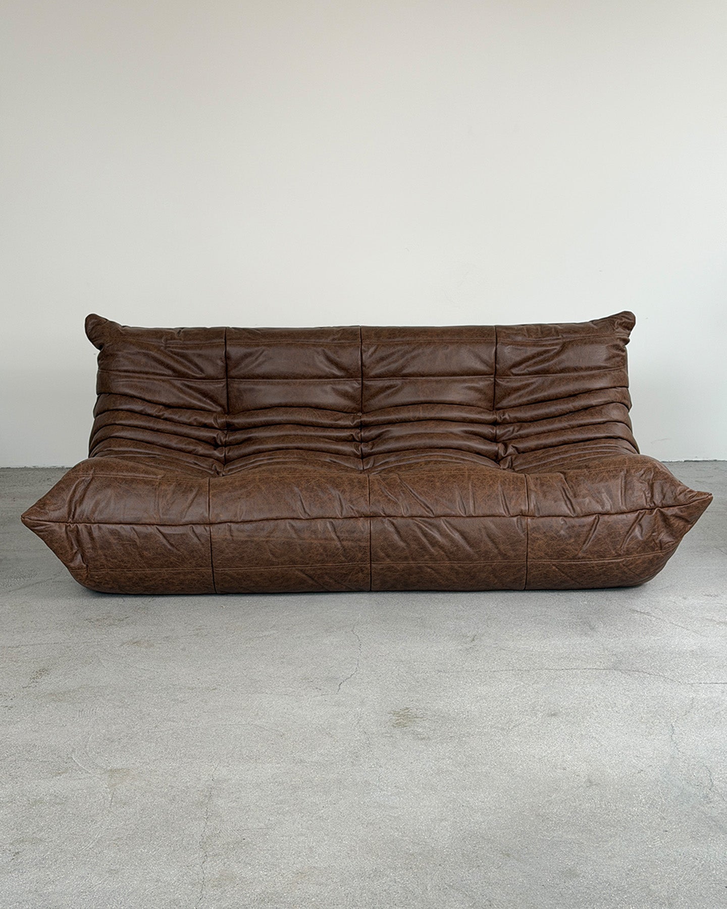 Brown Leather 3-Seater Togo Sofa by Michel Ducaroy for Ligne Roset