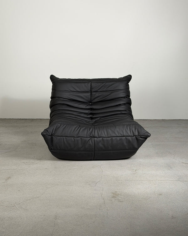 Black Leather Togo Armchair by Michel Ducaroy for Ligne Roset