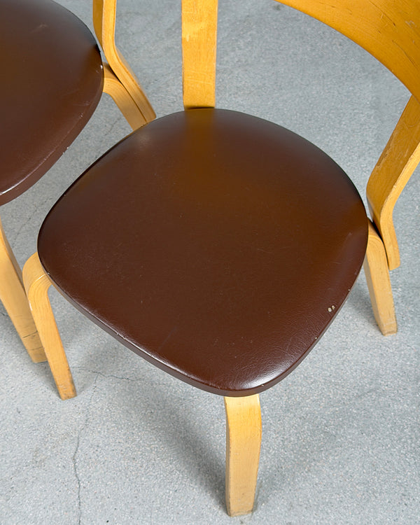 Artek 69 Birch Chair with Brown Leather Upholstery by Alvar Aalto