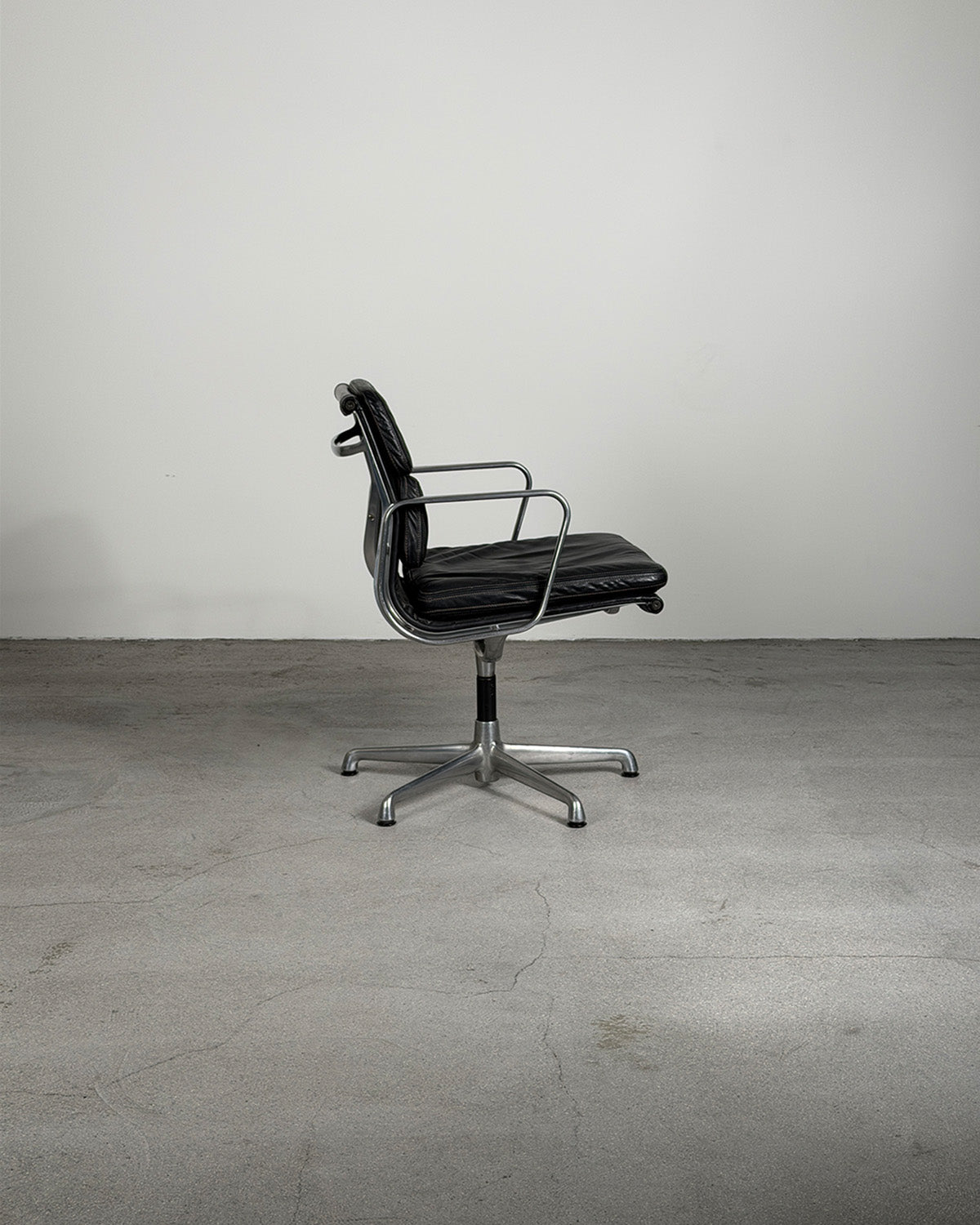 Charles & Ray Eames EA208 Soft Pad Black Leather Armchair for Vitra