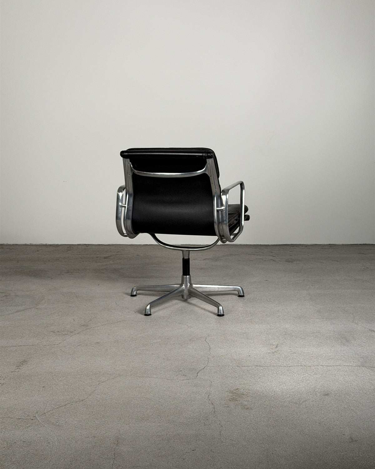 Charles & Ray Eames EA208 Soft Pad Black Leather Armchair for Vitra
