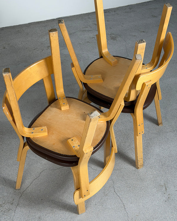 Artek 69 Birch Chair with Brown Leather Upholstery by Alvar Aalto