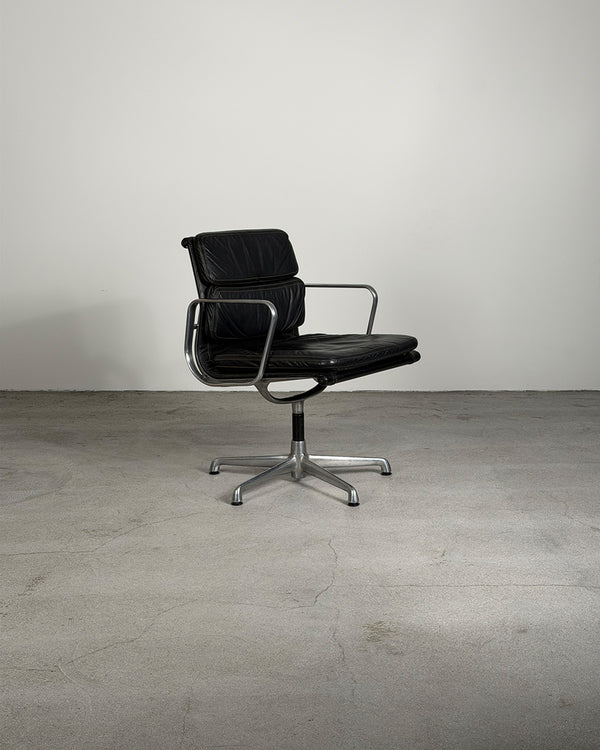 Charles & Ray Eames EA208 Soft Pad Black Leather Armchair for Vitra