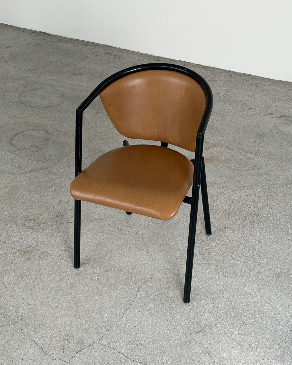 Whisky Brown Leather Armchair, Italy 1980s