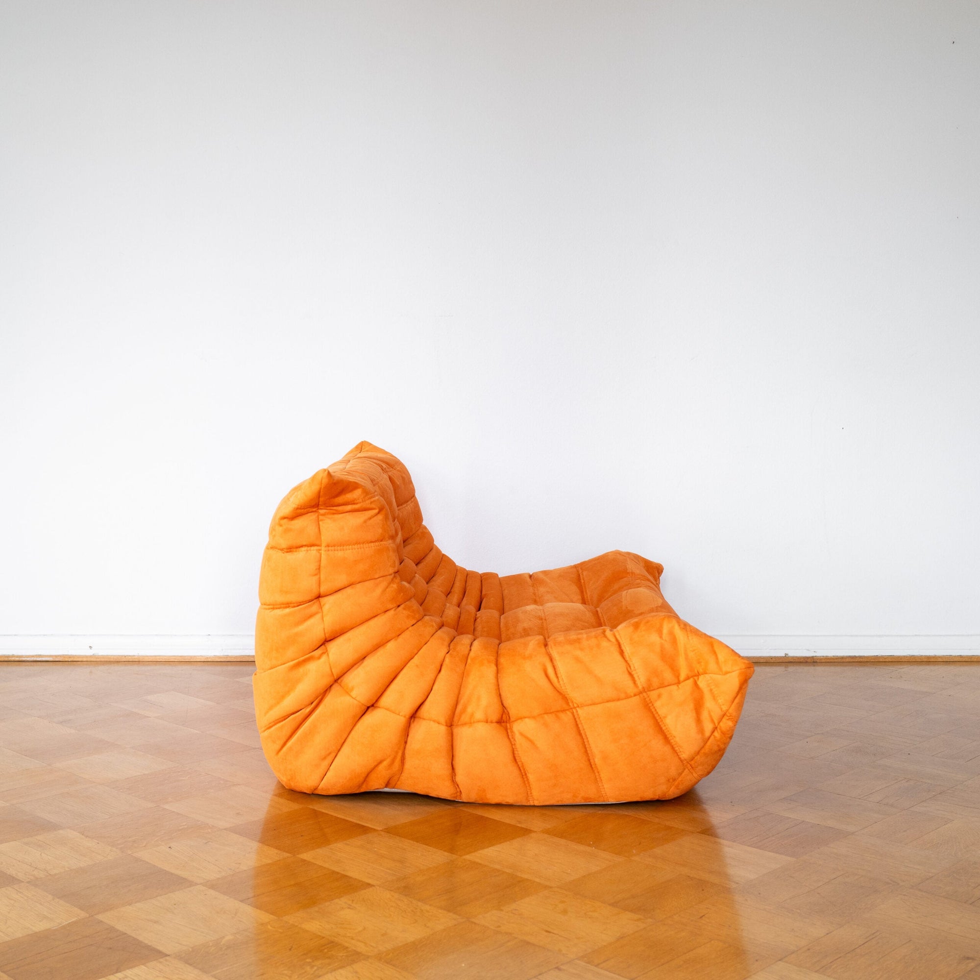 Orange Alcantara 2-Seater Togo Sofa by Michel Ducaroy for Ligne Roset